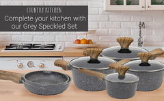 10 PC Gray Die Casting Marble Casserole & Fry Pan Set
