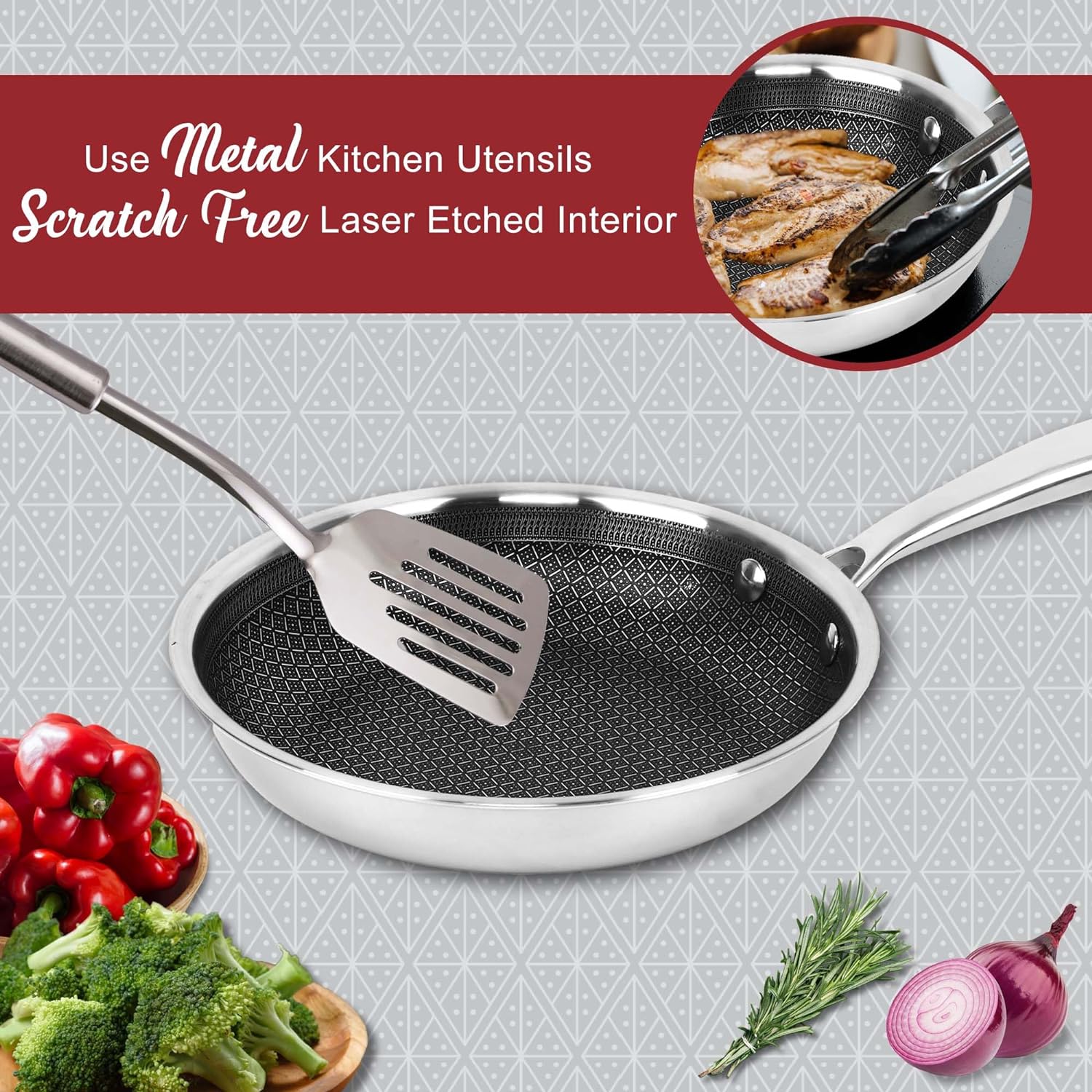 11" Brentwood 3-Ply Hybrid Fry Pan