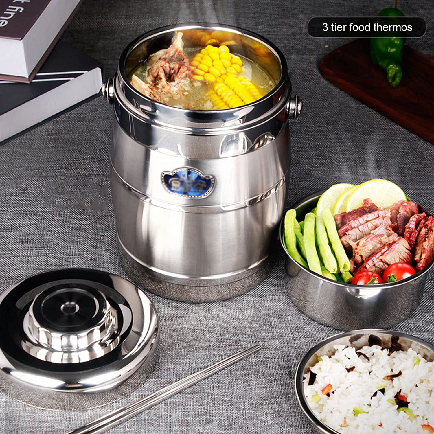 1.4L 3 Tier Vacuum Bento Thermos For Hot Food