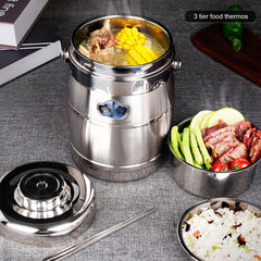 1.4L 3 Tier Vacuum Bento Thermos For Hot Food