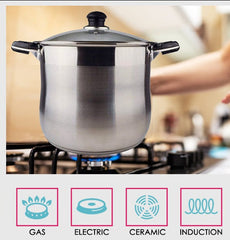 16 QT Stainless Steel 18/10 Induction Stock Pot (Free Gift 1 Knife Set)