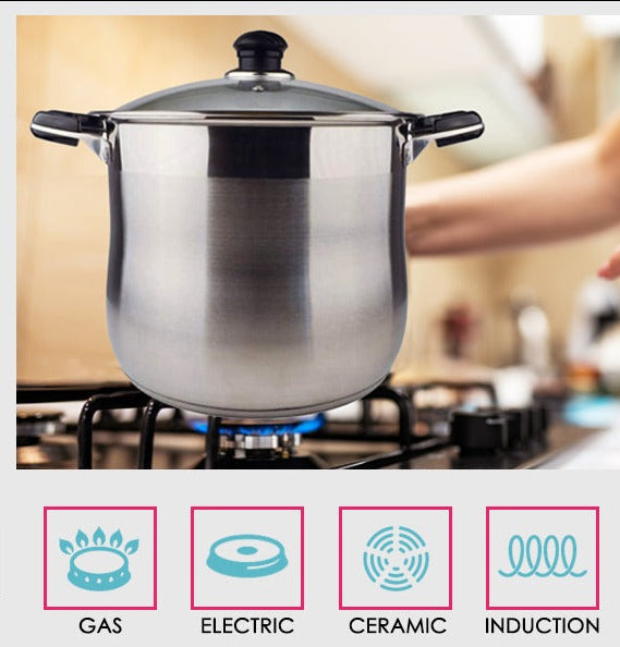 16 QT Stainless Steel 18/10 Induction Stock Pot (Free Gift 2 Spoons)