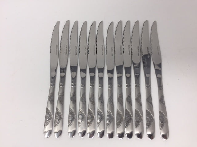 12 PC Wavy Cloud Design Stainless Steel Silver Dinner Knife