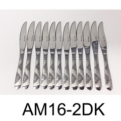 12 PC Wavy Cloud Design Stainless Steel Silver Dinner Knife