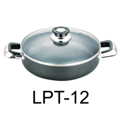 12" Low Pot Non Stick Heavy Gauge With Glass Lid