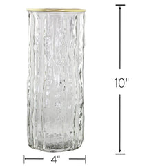 10" Gold Rim Glass Vase