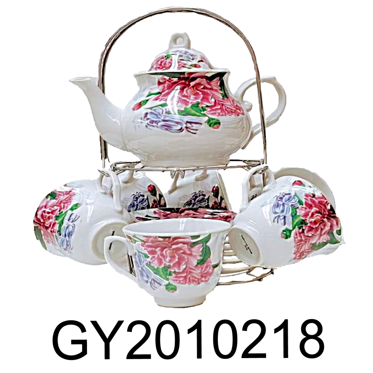 15 PC Pink Peony Tea Set