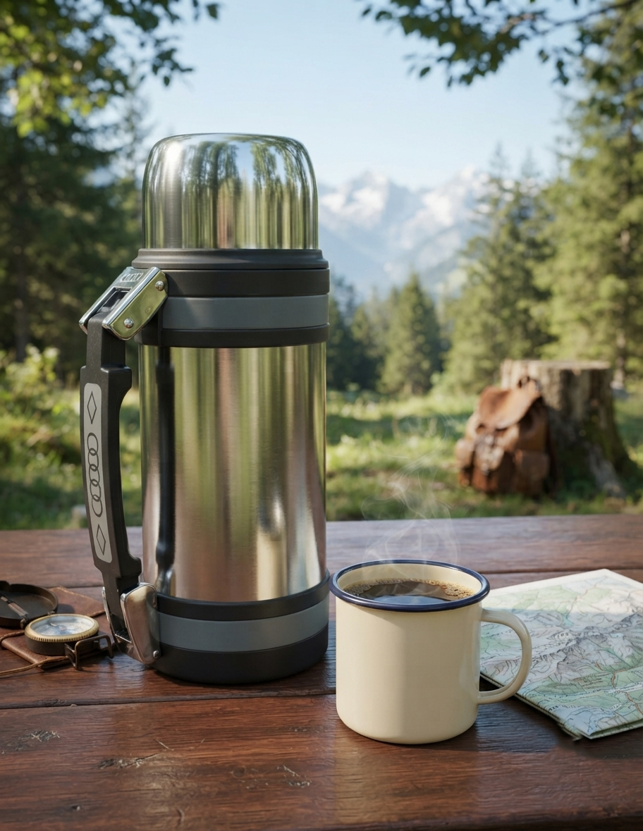 1500ml Silver Insulated Travel Pot Wide Mouth Water Bottle