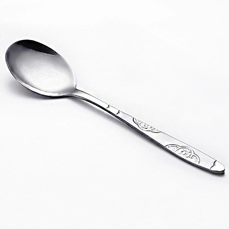12 PC Wavy Cloud Design Stainless Steel Silver Dinner Spoon