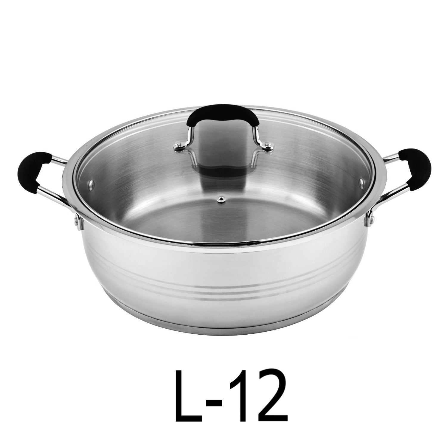 12 QT Stainless Steel 18/10 Induction Low Pot With Silicon Handle