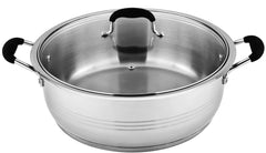 12 QT Stainless Steel 18/10 Induction Low Pot With Silicon Handle