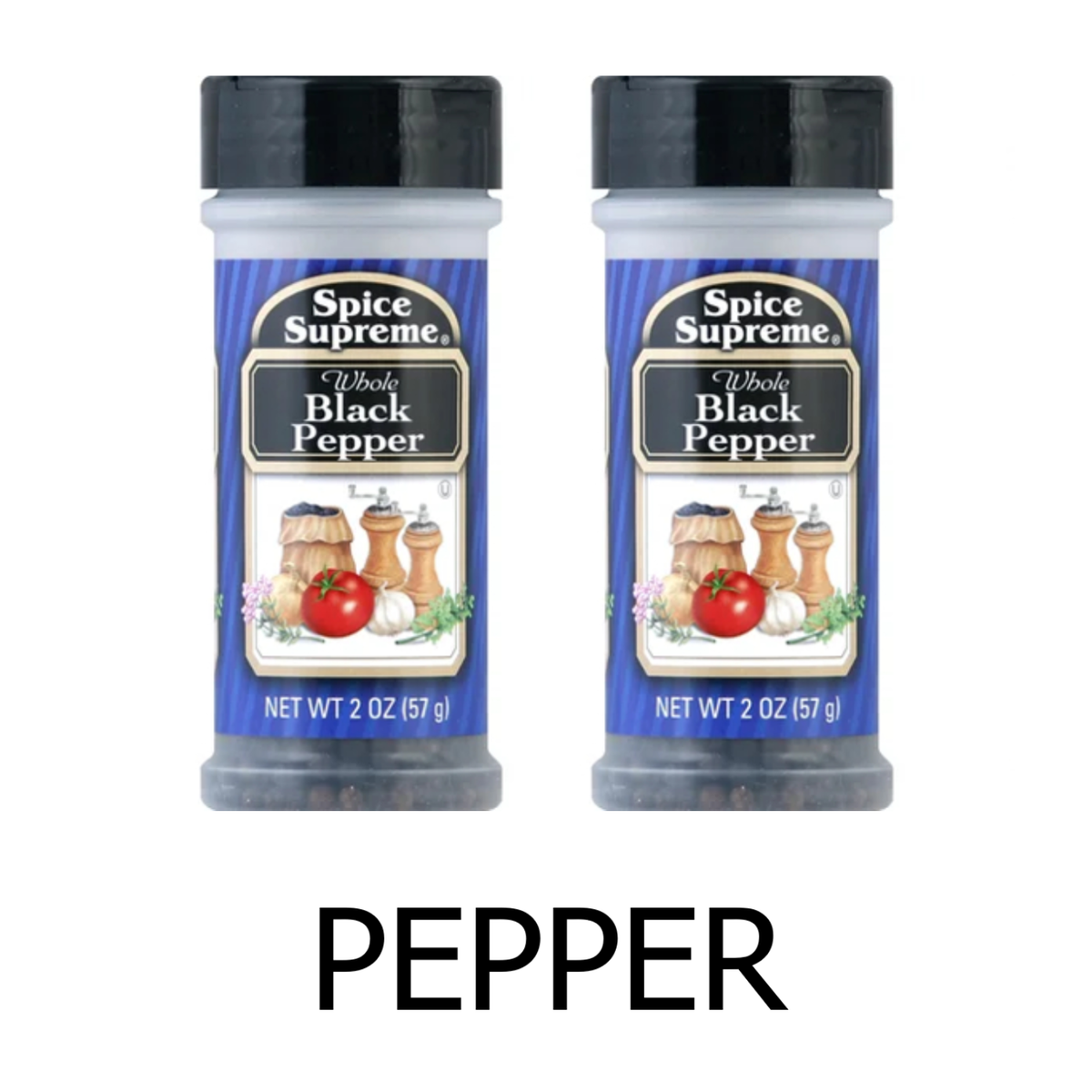 2 oz Spice Supreme Pure Ground Black Pepper Ⓤ (Pack of 2)