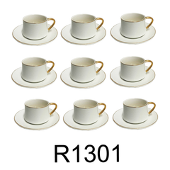 12 PC Matte White & Gold Coffee Set