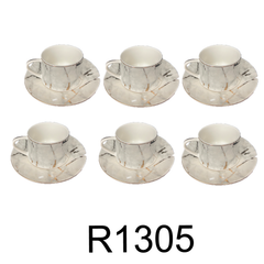 12 PC White & Gold Marble Coffee Set
