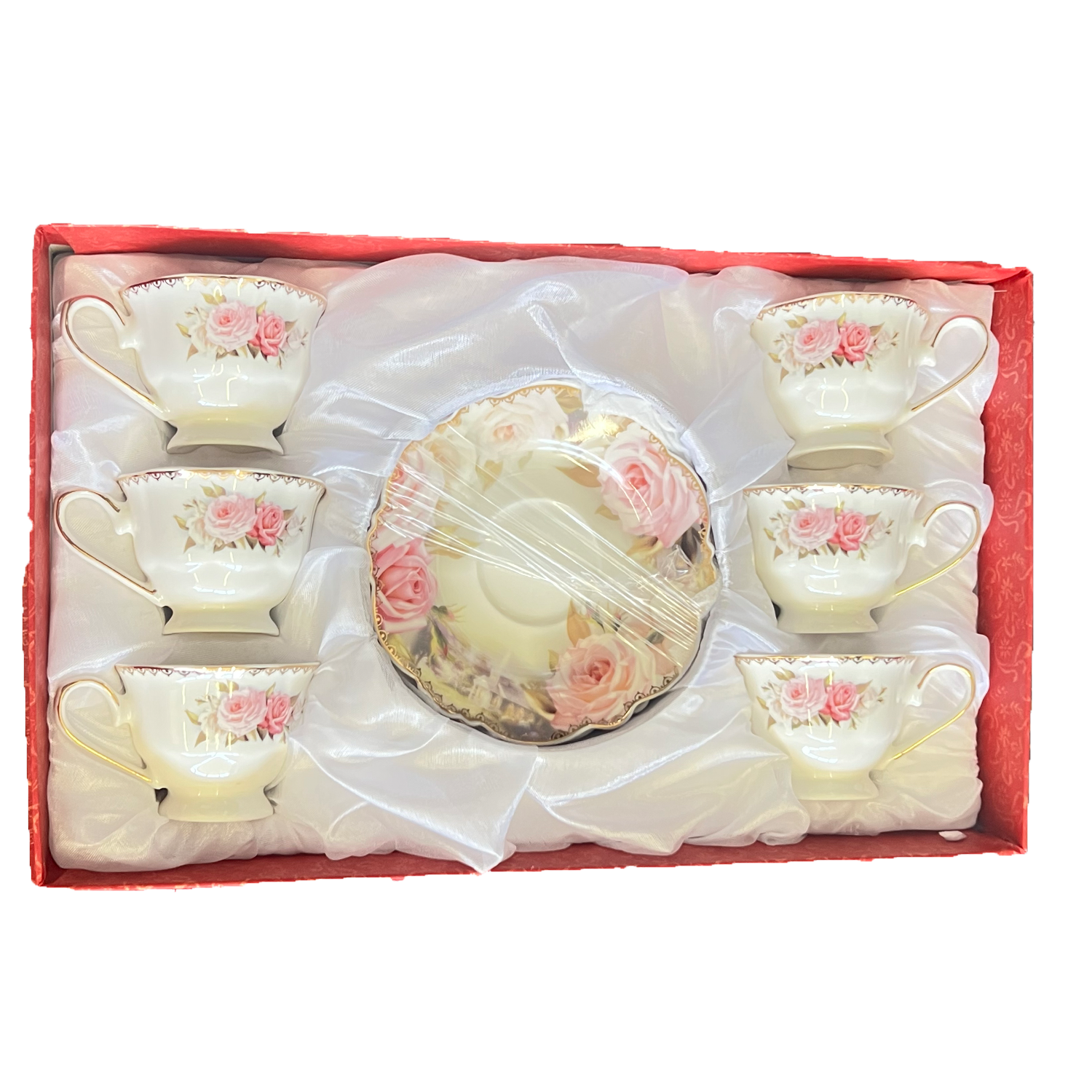 12 PC Porcelain Rose Coffee Set