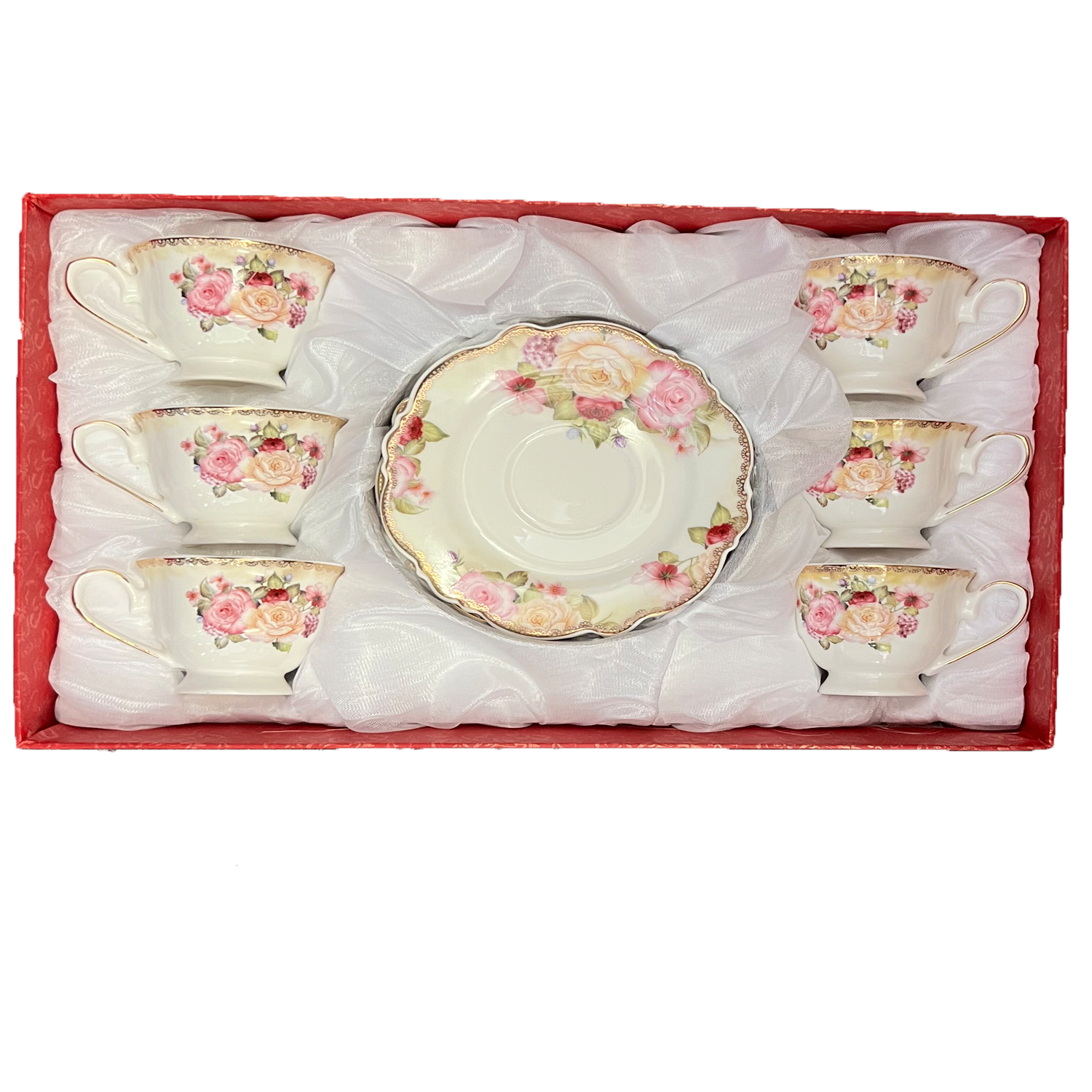 12 PC Porcelain Floral Tea Set