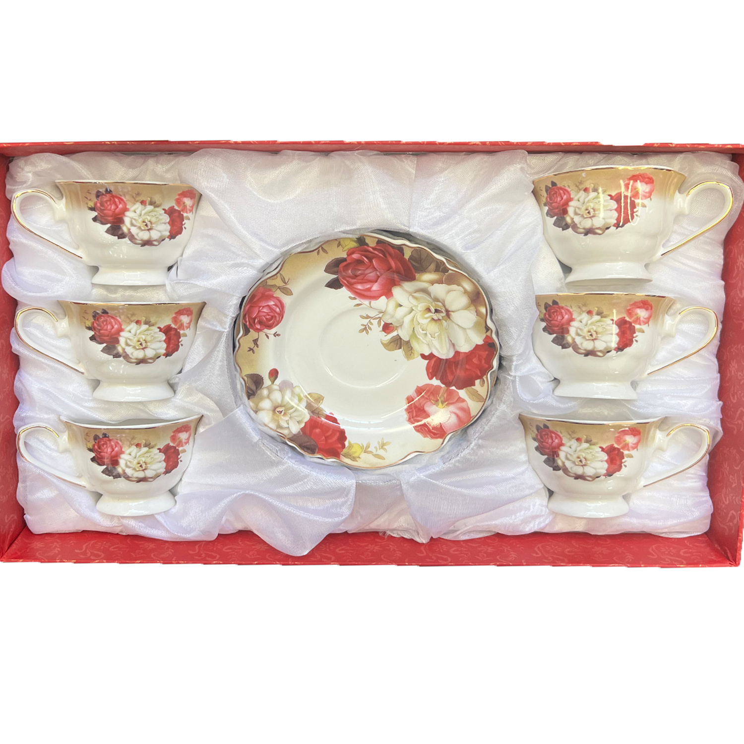 12 PC Porcelain Peony Tea Set