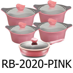 10 PC Pink Ceramic Casserole Cookware Set