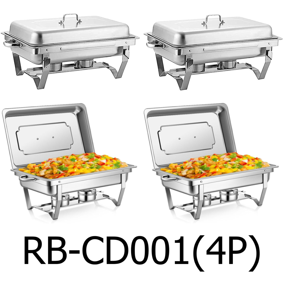 11L Stainless Steel Chafing Dish Food Warmer for Buffet (Pack of 4)