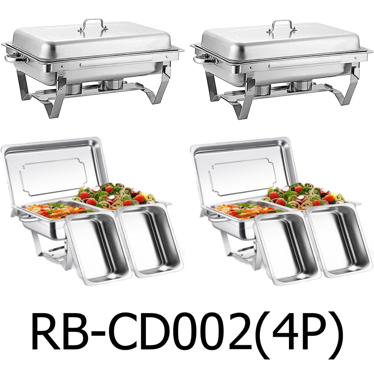 11L Stainless Steel Chafing Dish Food Warmer for Buffet (Pack of 4)