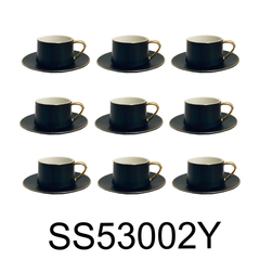 12 PC Matte Black & Gold Coffee Set