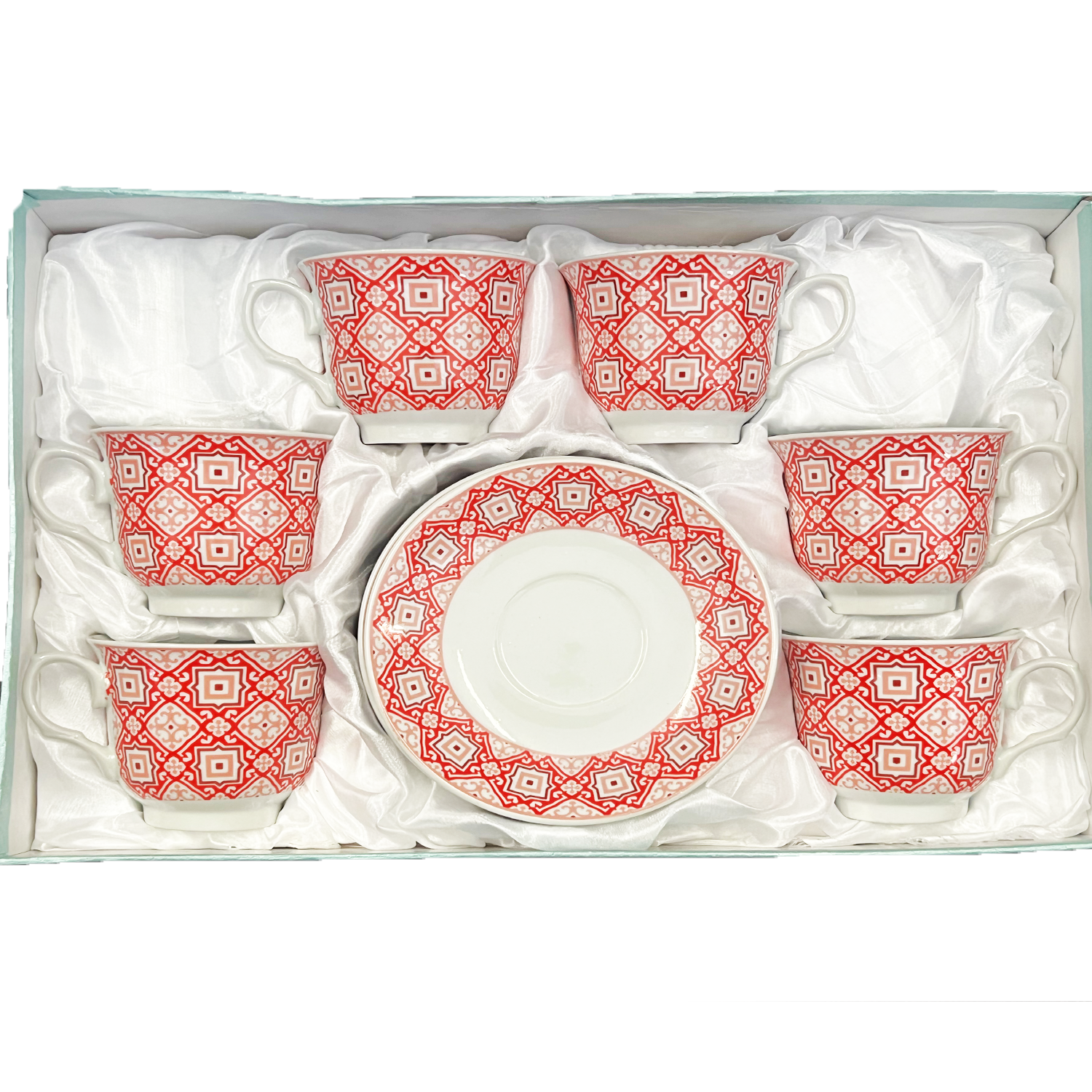 12 PC Scarlet Red Bohemian Tea Set