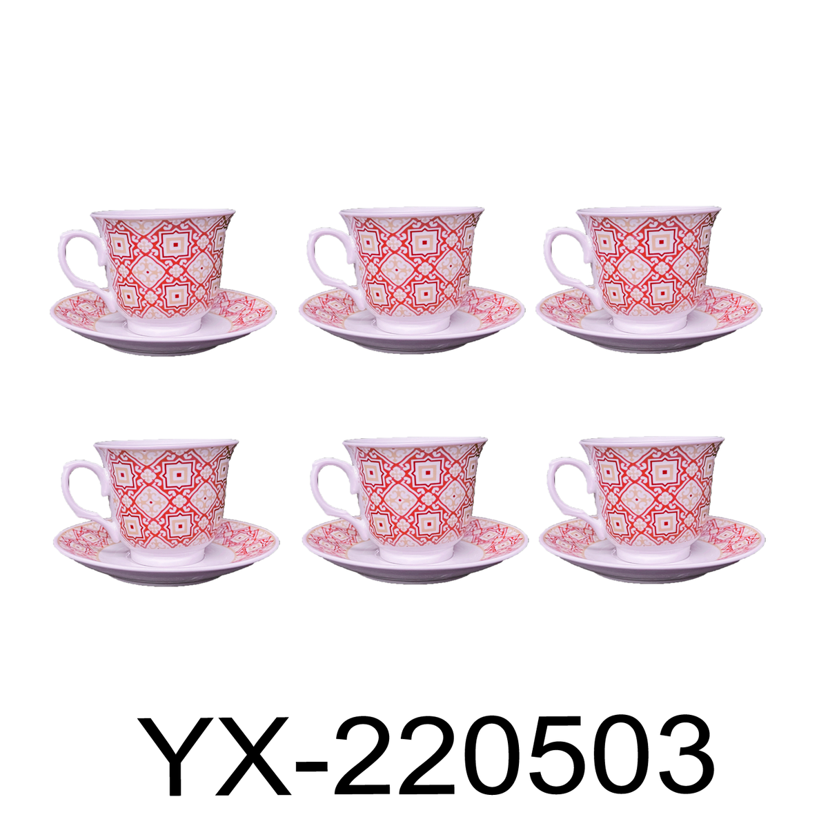 12 PC Scarlet Red Bohemian Tea Set