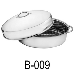 18" Stainless Steel Oval Turkey Roaster With Rack & Lid