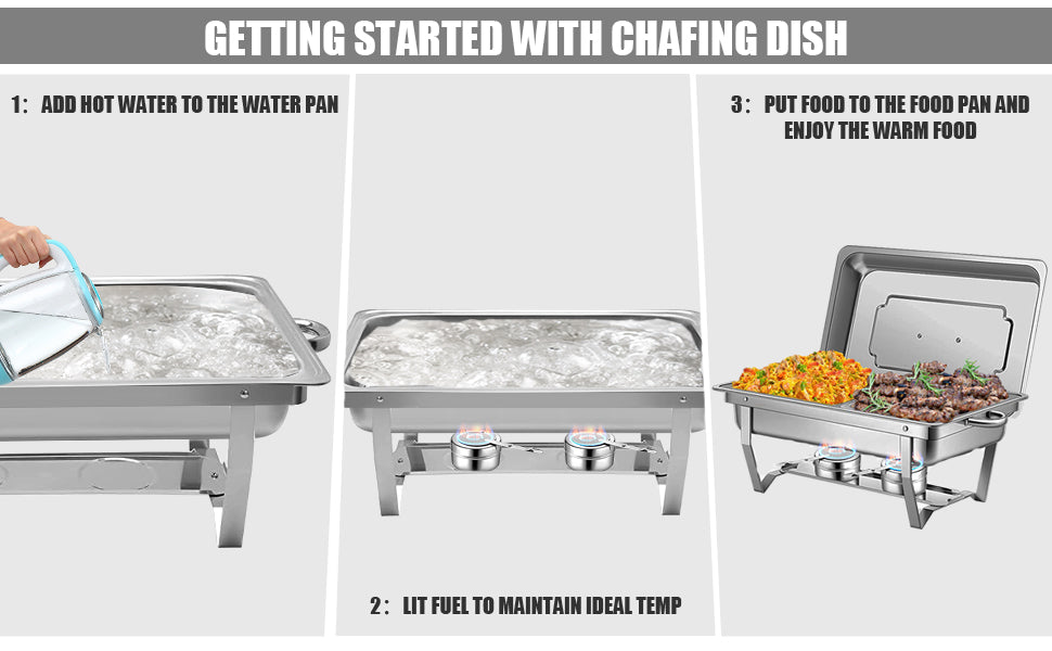 11L Stainless Steel Chafing Dish Food Warmer for Buffet (Pack of 4)