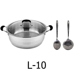 10 QT Stainless Steel 18/10 Induction Low Pot With Silicon Handle