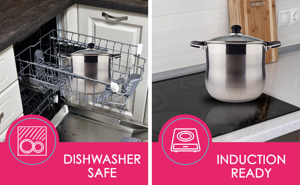 16 QT Stainless Steel 18/10 Induction Stock Pot (Free Gift 1 Knife Set)