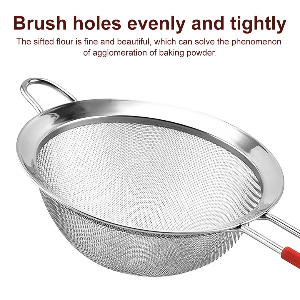 13.5" Stainless Steel Strainer Set with Silicone Handle - Red