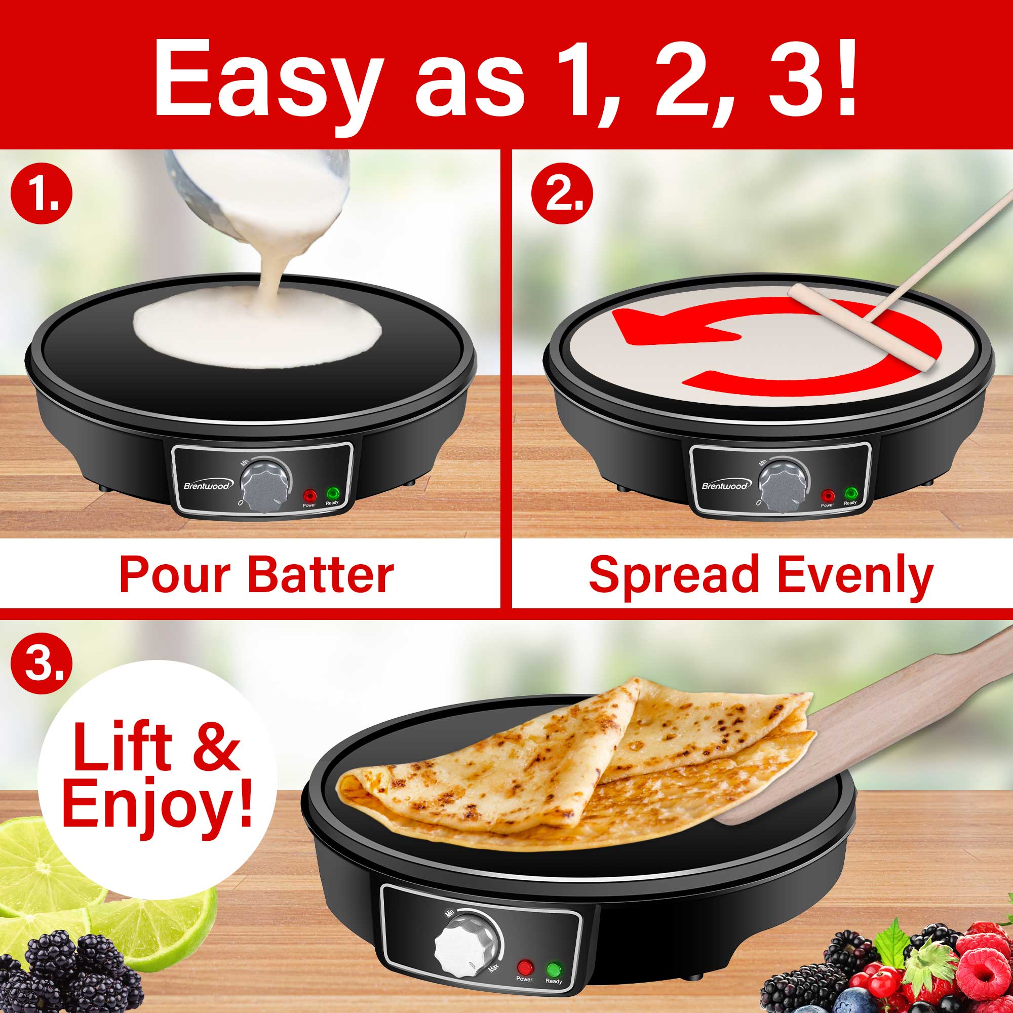 12" Brentwood Electric Crepe Maker & Griddle