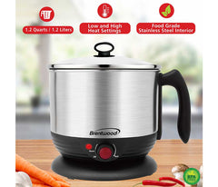 1.3 QT Cordless Electric Hot Pot Cooker & Food Steamer