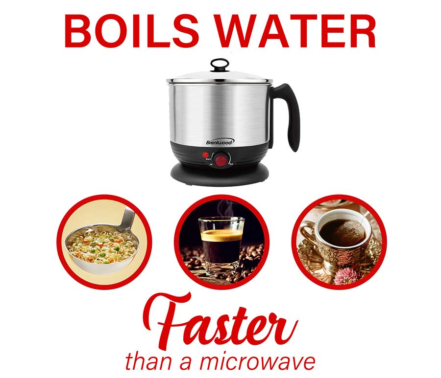 1.3 QT Cordless Electric Hot Pot Cooker & Food Steamer