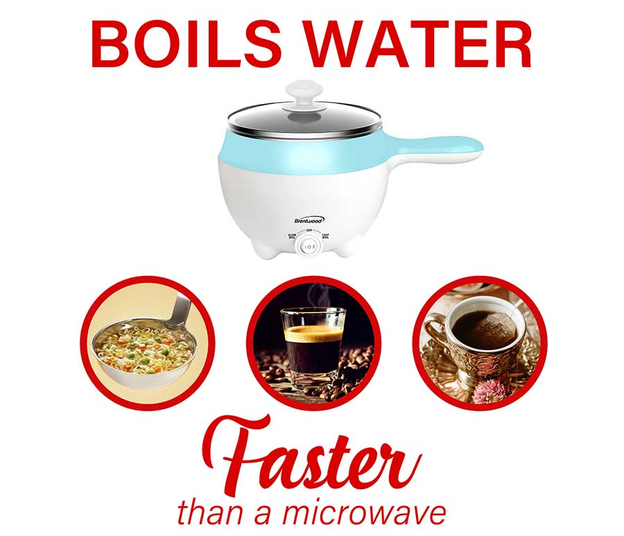 1.6 QT Blue Electric Hot Pot Cooker & Food Steamer