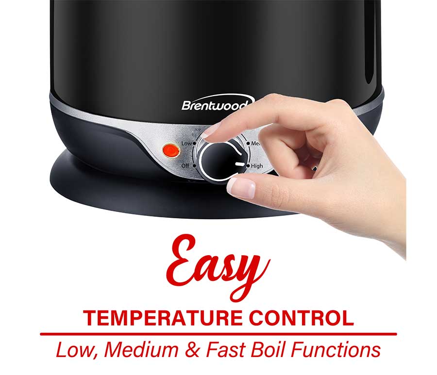 1.9 QT Brentwood Cordless Electric Hot Pot Cooker & Food Steamer