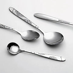 12 PC Wavy Cloud Design Stainless Steel Silver Dinner Spoon