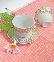 12 PC White & Gold Fancy Tea Cup Set