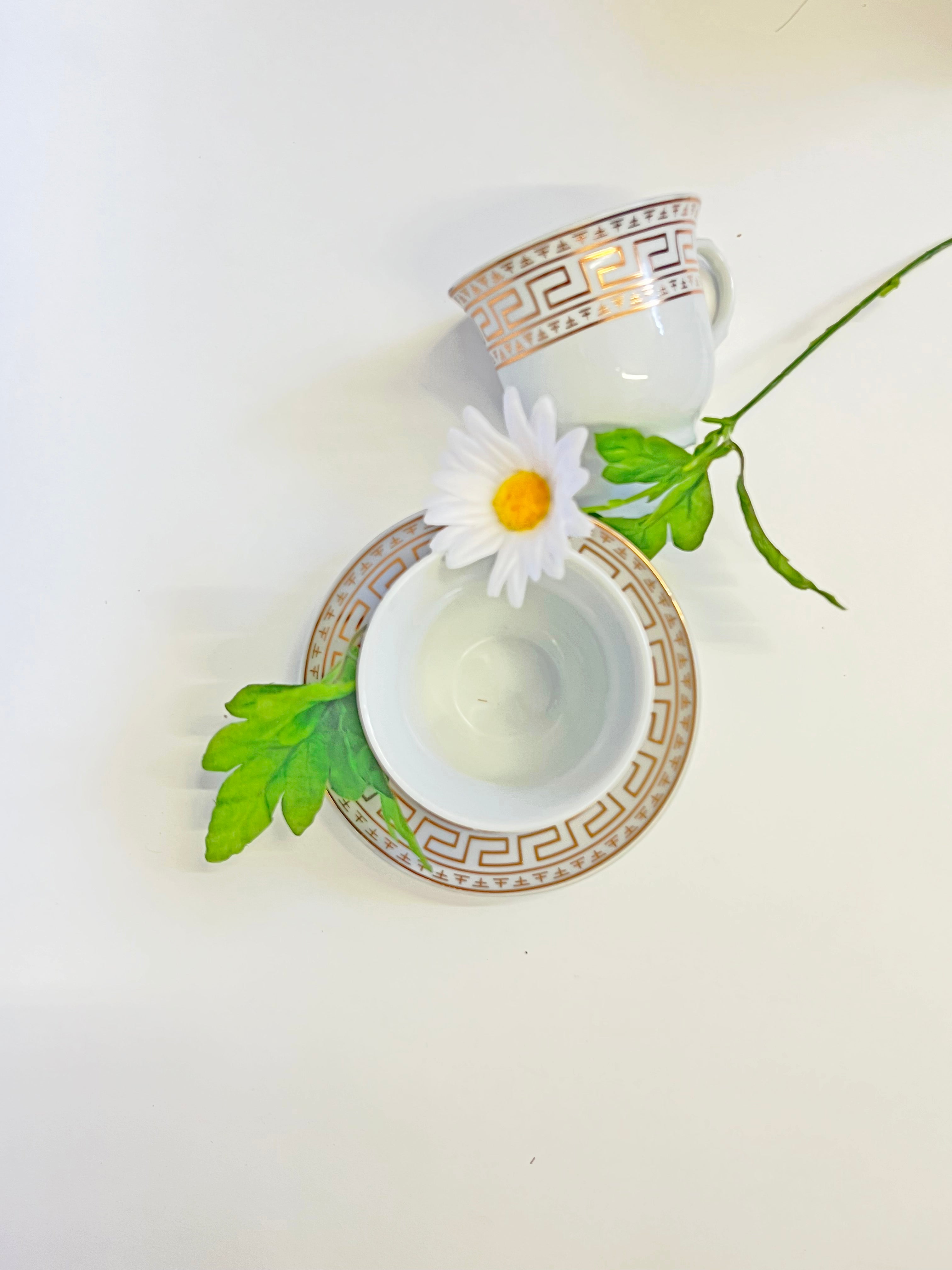 12 PC White & Gold Fancy Tea Cup Set