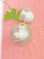 12 PC White & Gold Fancy Tea Cup Set