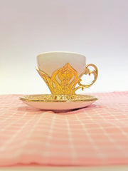12 PC White & Gold Fancy Coffee Cup Set