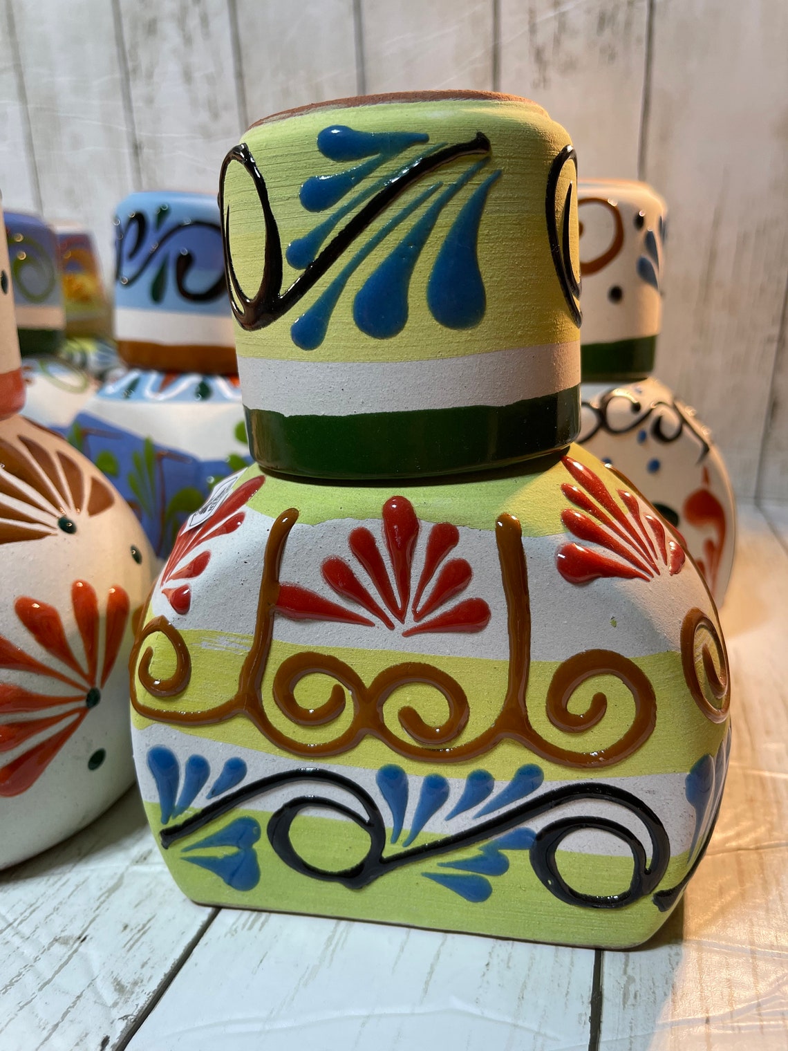 1 PC Water Carafe Hand made clay, water carafe/licorera/bed side decanter/tequilero
