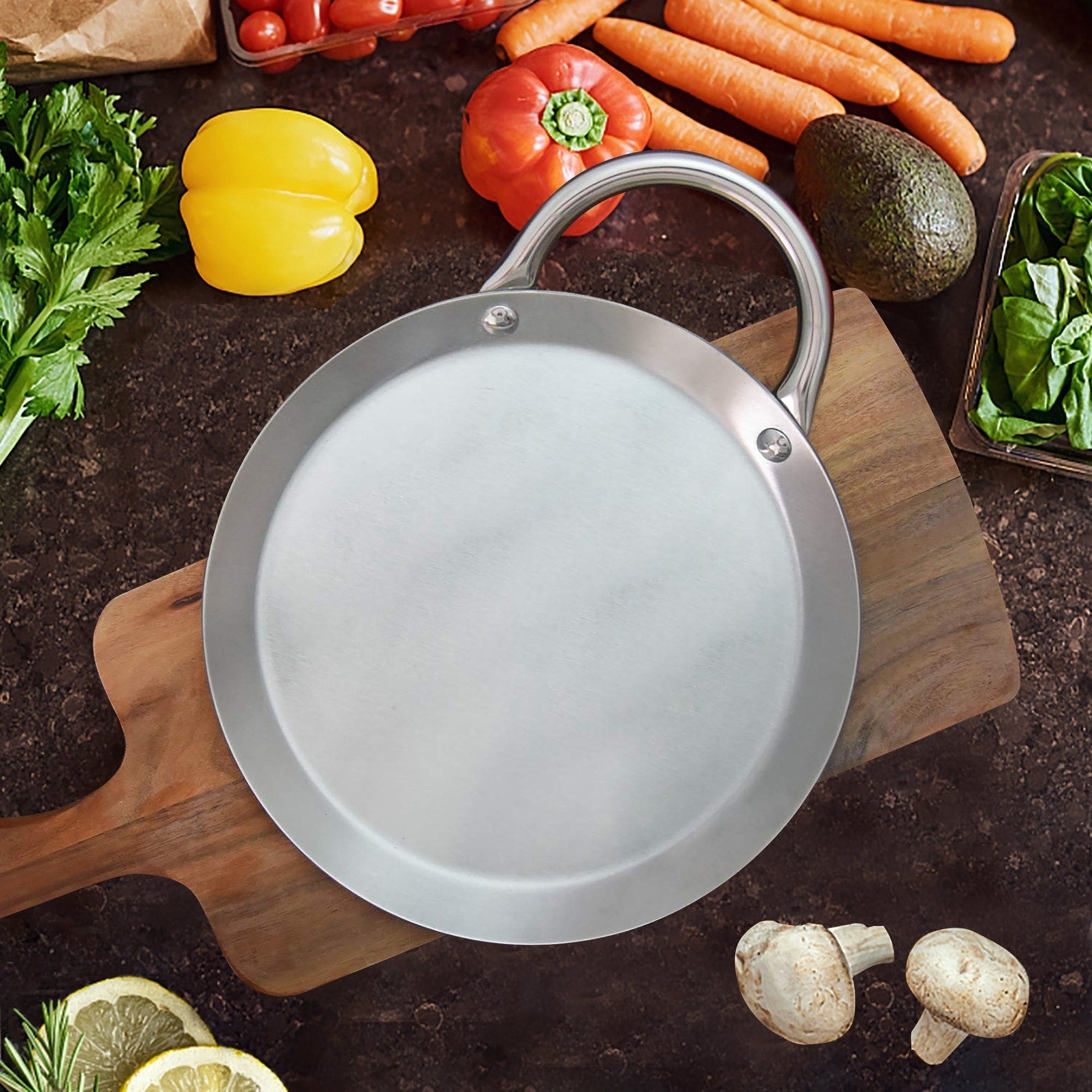 11.5" Round Stainless Steel Fry Pan Comal