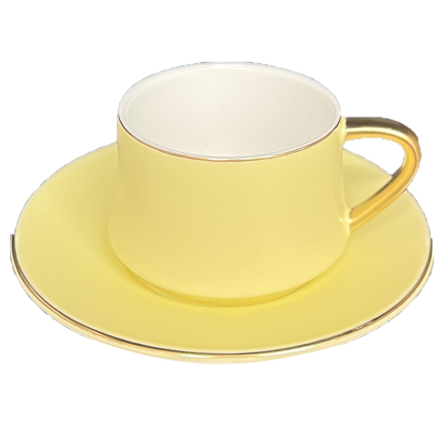 12 PC Matte Yellow & Gold Coffee Set