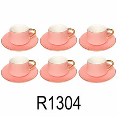 12 PC Matte Pink & Gold Coffee Set