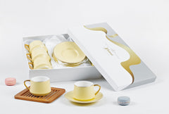 12 PC Matte Yellow & Gold Coffee Set
