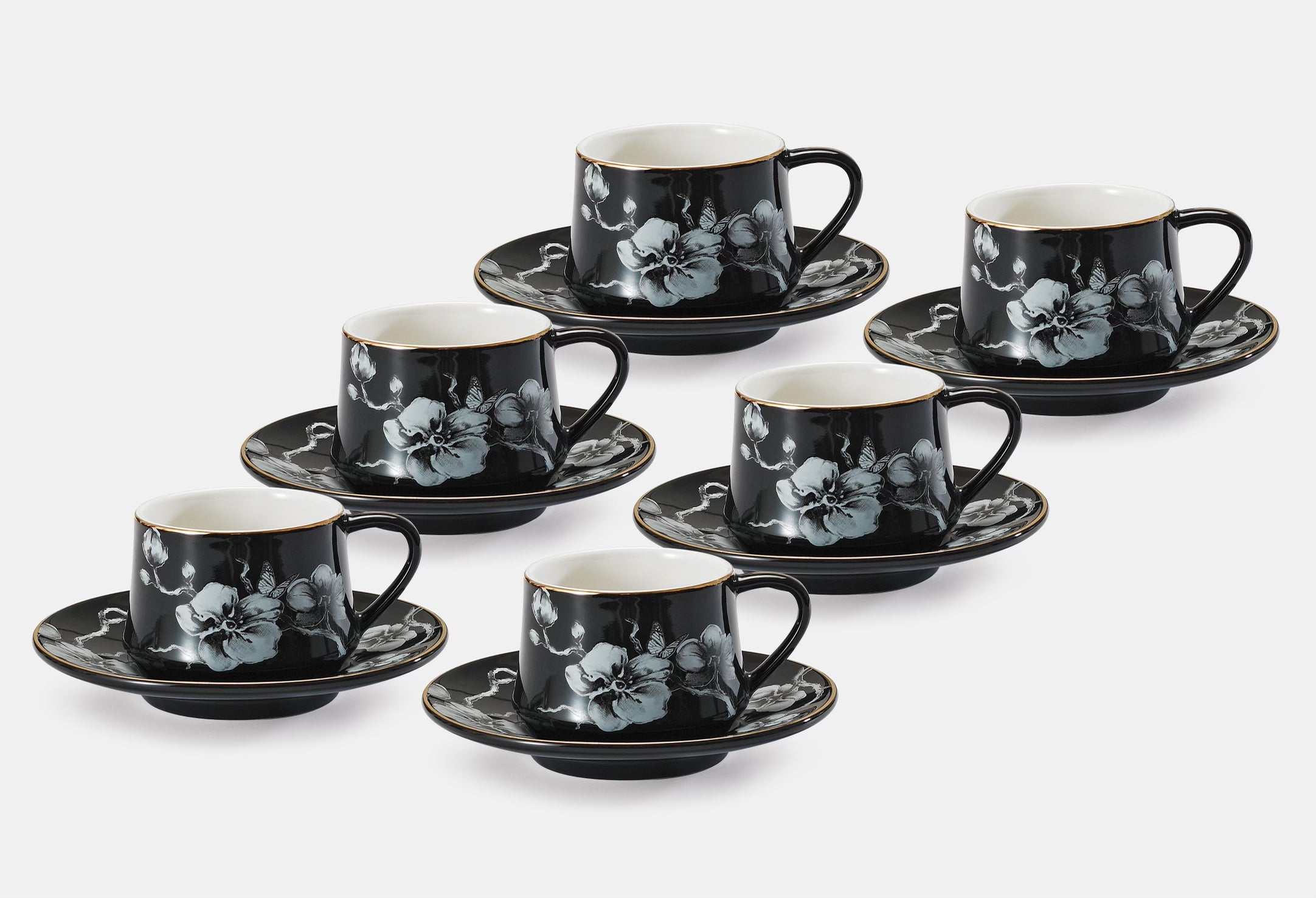 12 PC White Flower Coffee Set