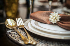 12 PC Greek Design Dinner Spoon With Gold Handle