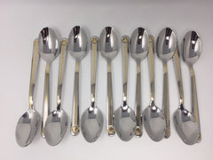 12 PC Greek Design Dinner Spoon With Gold Handle